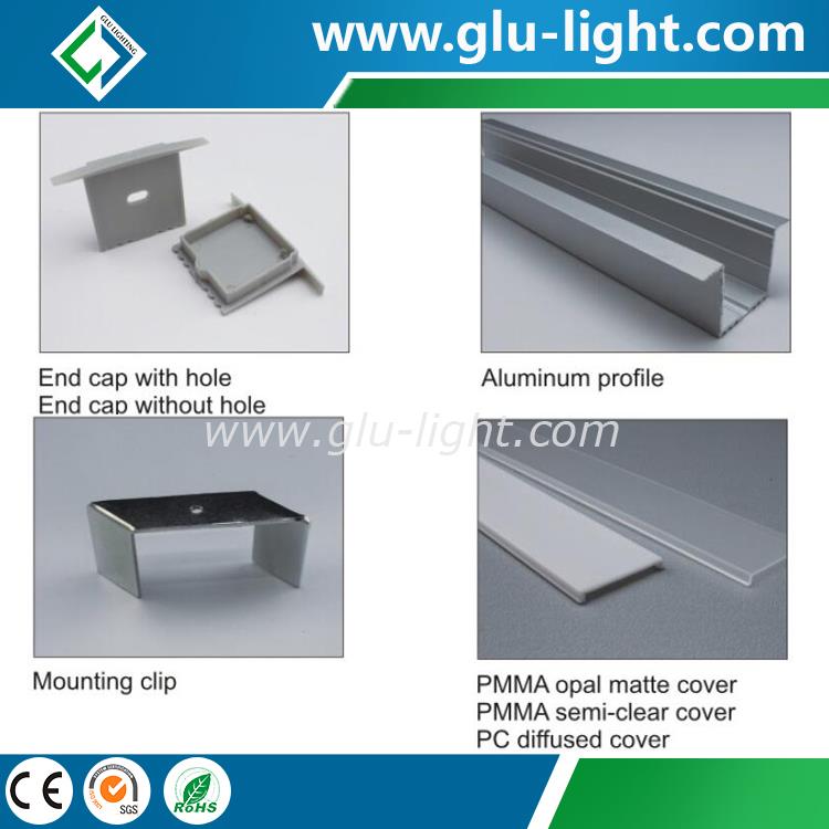 China Recessed Alu LED profile With Flange for led flexible led strip